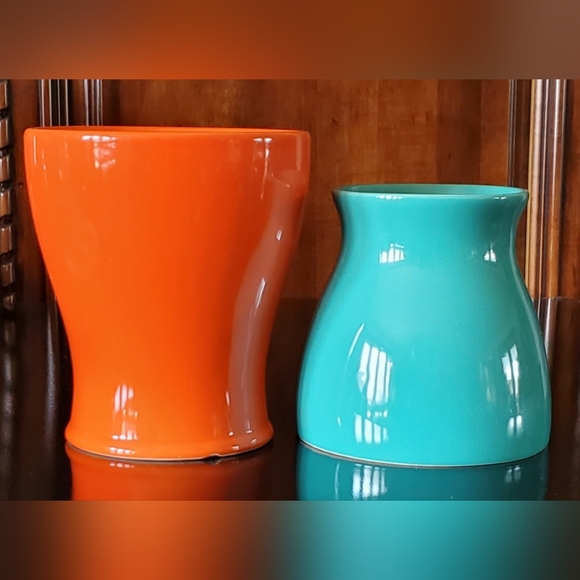 Edible Arrangements | Accents | 2 Ceramic Orange Teal Ceramic Vases